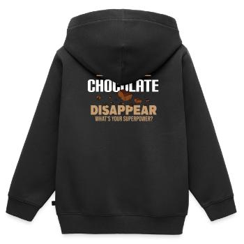 Je fais disparaître le chocolat - Sweat Premium à capuche zippé enfant bio - noir - Dos - AI Model Kid Male (0cm)