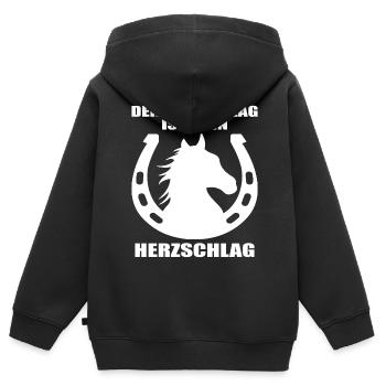 Pferde Herzschlag Reiten Hufe Hufeisen Herz Pony - Kinder Premium Organic Zip Hoodie - Schwarz - Hinten - AI Model Kid Male (0cm)