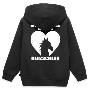 Pferde Herzschlag Reiten Hufe Hufeisen Herz Pony - Kinder Premium Organic Zip Hoodie - Schwarz - Hinten - AI Model Kid Male (0cm)