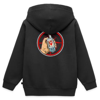 Kompass + Hand mit GPS-Empfänger - Geocaching - Kinder Premium Organic Zip Hoodie - Schwarz - Hinten - AI Model Kid Male (0cm)