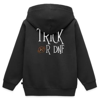 Astuce ou DNF - Geocaching Geocacher - Sweat Premium à capuche zippé enfant bio - noir - Dos - AI Model Kid Male (0cm)