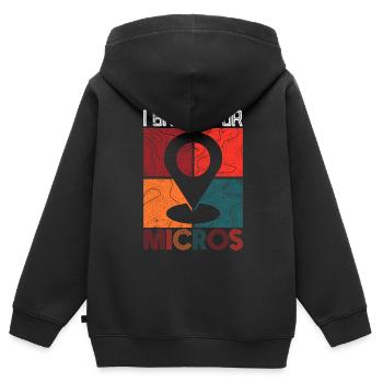 I Break For Micros - Geocaching Geocacher - Kids Premium Organic Zip-up Hoodie - black - Back - AI Model Kid Male (0cm)