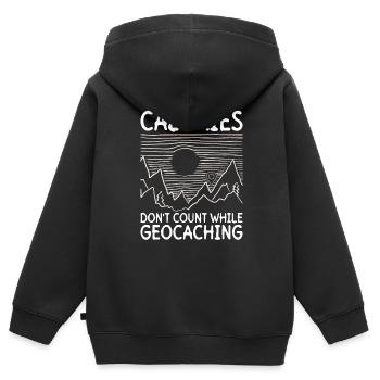 Kalorien zählen nicht beim Geocaching - Geocaching - Kinder Premium Organic Zip Hoodie - Schwarz - Hinten - AI Model Kid Male (0cm)