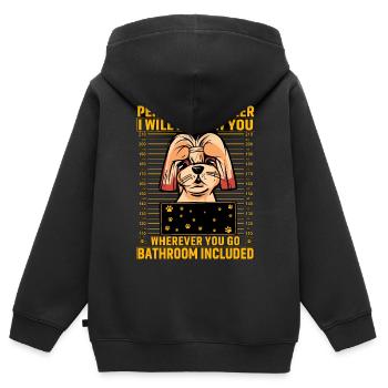 Shih Tzu Stalker - Sweat Premium à capuche zippé enfant bio - noir - Dos - AI Model Kid Male (0cm)