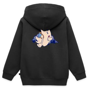 Ghost Geocaching - Geocaching Geocacher - Sweat Premium à capuche zippé enfant bio - noir - Dos - AI Model Kid Male (0cm)