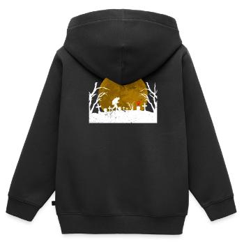 Géocacheur dans un cimetière - Geocaching - Sweat Premium à capuche zippé enfant bio - noir - Dos - AI Model Kid Male (0cm)