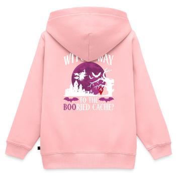Hexenweg zum BOOried Cache? - Geocaching Geocacher - Kinder Premium Organic Zip Hoodie - Rosa - Hinten - AI Model Kid Female (0cm)