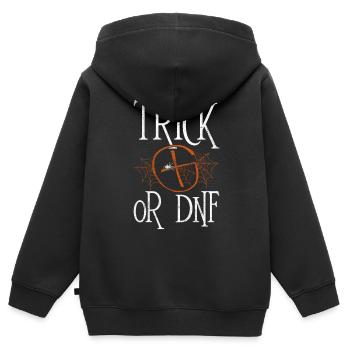 Astuce ou DNF - Geocaching Geocacher - Sweat Premium à capuche zippé enfant bio - noir - Dos - AI Model Kid Male (0cm)