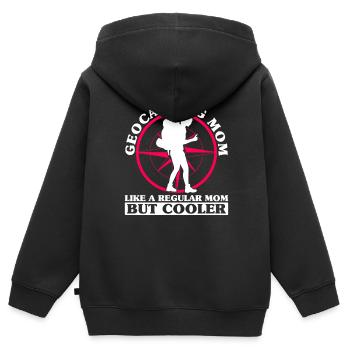 Geocaching Maman - Geocaching Geocacher - Sweat Premium à capuche zippé enfant bio - noir - Dos - AI Model Kid Male (0cm)