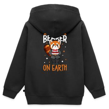 Meilleur porteur d’anneau au monde - Porteur d’anneau - Sweat Premium à capuche zippé enfant bio - noir - Dos - AI Model Kid Male (0cm)