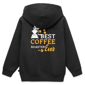 Kafffee Rösten Geschenk - Kinder Premium Organic Zip Hoodie - Schwarz - Hinten - AI Model Kid Male (0cm)