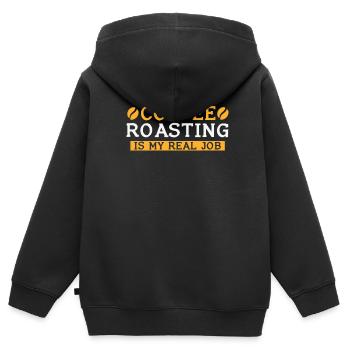 Kafffee Rösten Geschenk - Kinder Premium Organic Zip Hoodie - Schwarz - Hinten - AI Model Kid Male (0cm)