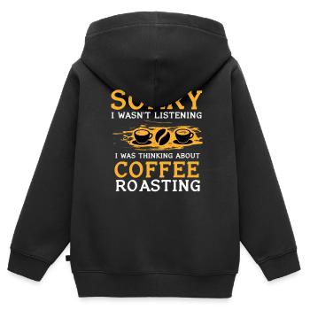 Kafffee Rösten Geschenk - Kinder Premium Organic Zip Hoodie - Schwarz - Hinten - AI Model Kid Male (0cm)