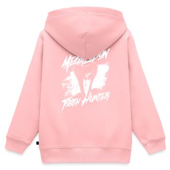 Megalodon Tooth Hunter - Requin mégalodon - Sweat Premium à capuche zippé enfant bio - rose - Dos - AI Model Kid Female (0cm)