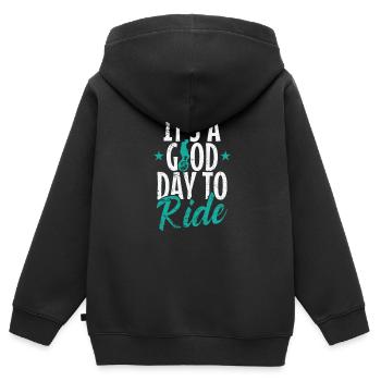 It's a good Day to Ride Einrad Hobby - Kinder Premium Organic Zip Hoodie - Schwarz - Hinten - AI Model Kid Male (0cm)