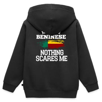 Bénin Épouse - Sweat Premium à capuche zippé enfant bio - noir - Dos - AI Model Kid Male (0cm)