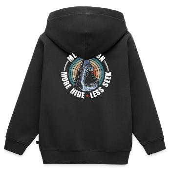 Megalodon - Mehr Verstecken - weniger Suchen - Kinder Premium Organic Zip Hoodie - Schwarz - Hinten - AI Model Kid Male (0cm)