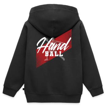 Handball Handballer - Kinder Premium Organic Zip Hoodie - Schwarz - Hinten - AI Model Kid Male (0cm)