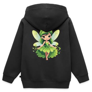 Wunderschöne Elfen-Fee - Verzaubere dein Herz - Kinder Premium Organic Zip Hoodie - Schwarz - Hinten - AI Model Kid Male (0cm)