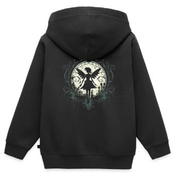 Fée onirique dans un monde féerique magique - symbole - Sweat Premium à capuche zippé enfant bio - noir - Dos - AI Model Kid Male (0cm)