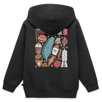 Taiwan - Sweat Premium à capuche zippé enfant bio - noir - Dos - AI Model Kid Male (0cm)