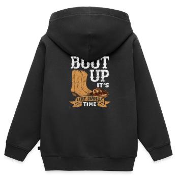 Linedance - Kinder Premium Organic Zip Hoodie - Schwarz - Hinten - AI Model Kid Male (0cm)