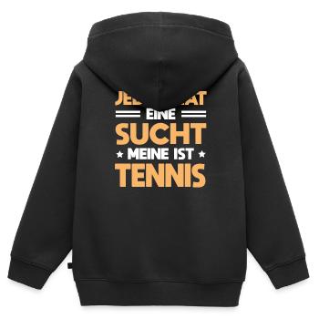 Tennisspieler Tennismatch Sucht Tennis Geschenk - Kinder Premium Organic Zip Hoodie - Schwarz - Hinten - AI Model Kid Male (0cm)