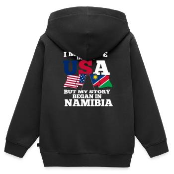 Namibia - Kinder Premium Organic Zip Hoodie - Schwarz - Hinten - AI Model Kid Male (0cm)