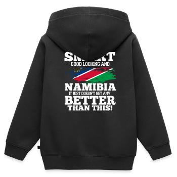 Namibia - Kinder Premium Organic Zip Hoodie - Schwarz - Hinten - AI Model Kid Male (0cm)
