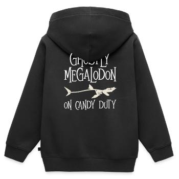 Mégalodon fantomatique sur le service de bonbons - - Sweat Premium à capuche zippé enfant bio - noir - Dos - AI Model Kid Male (0cm)
