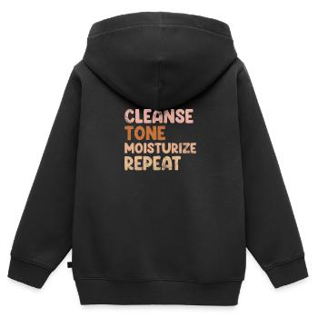 Kosmetikerin - Kinder Premium Organic Zip Hoodie - Schwarz - Hinten - AI Model Kid Male (0cm)
