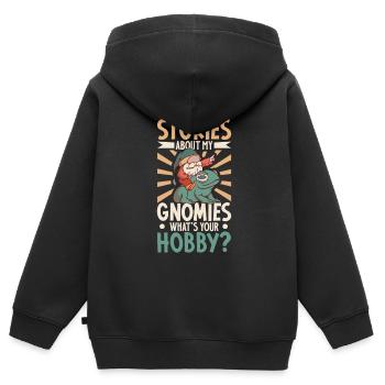 Je raconte des histoires sur les nains de jardin - Sweat Premium à capuche zippé enfant bio - noir - Dos - AI Model Kid Male (0cm)