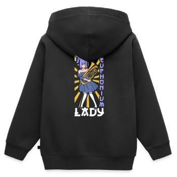 Verrückte Euphonium Lady - Euphonium - Kinder Premium Organic Zip Hoodie - Schwarz - Hinten - AI Model Kid Male (0cm)