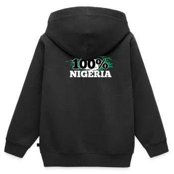 Nigeria - Kinder Premium Organic Zip Hoodie - Schwarz - Hinten - AI Model Kid Male (0cm)