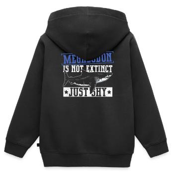 Megalodon is not extinct - just shy - Kids Premium Organic Zip-up Hoodie - black - Back - AI Model Kid Male (0cm)