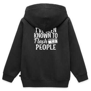 J’ai été connu de Flash People Fotograf - Sweat Premium à capuche zippé enfant bio - noir - Dos - AI Model Kid Male (0cm)