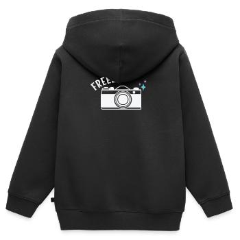 Temps de gel Moment photo Photographe Appareil photo - Sweat Premium à capuche zippé enfant bio - noir - Dos - AI Model Kid Male (0cm)