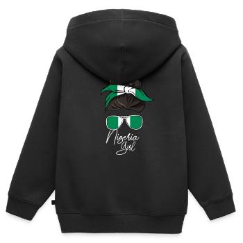 Nigeria - Kinder Premium Organic Zip Hoodie - Schwarz - Hinten - AI Model Kid Male (0cm)