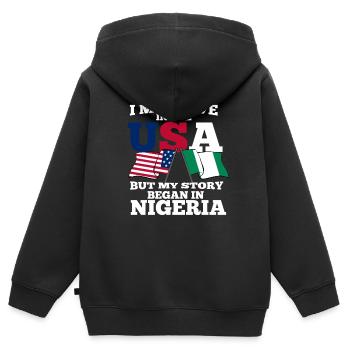 Nigeria - Kinder Premium Organic Zip Hoodie - Schwarz - Hinten - AI Model Kid Male (0cm)