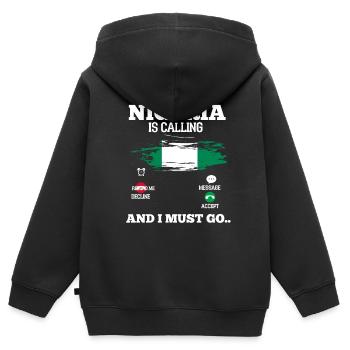 Nigeria - Kinder Premium Organic Zip Hoodie - Schwarz - Hinten - AI Model Kid Male (0cm)