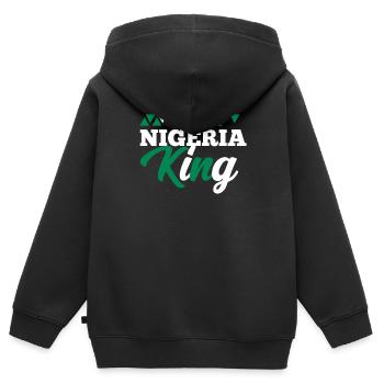 Nigeria - Kinder Premium Organic Zip Hoodie - Schwarz - Hinten - AI Model Kid Male (0cm)