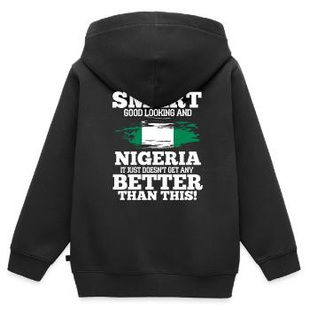 Nigeria - Kinder Premium Organic Zip Hoodie - Schwarz - Hinten - AI Model Kid Male (0cm)