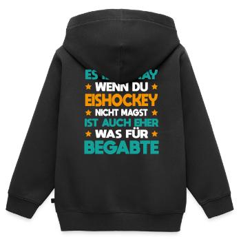 Eishockey Für Begabte Eishockeyspieler Geschenk - Kinder Premium Organic Zip Hoodie - Schwarz - Hinten - AI Model Kid Male (0cm)