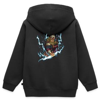 Slavic god Perun - Kids Premium Organic Zip-up Hoodie - black - Back - AI Model Kid Male (0cm)