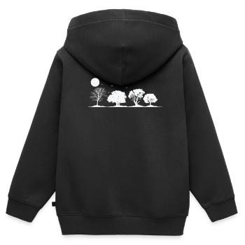 Bäume bei Vollmond Natur Wälder Blätter - Kinder Premium Organic Zip Hoodie - Schwarz - Hinten - AI Model Kid Male (0cm)