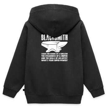 Blacksmith Schiede Anvil Cutler Gift - Kids Premium Organic Zip-up Hoodie - black - Back - AI Model Kid Male (0cm)