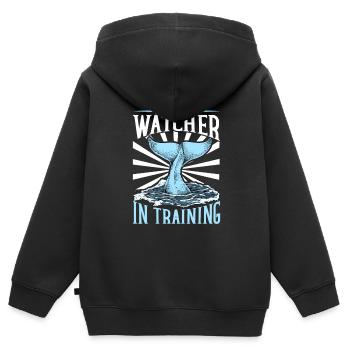 Whale Watcher in Training - Walbeobachtung - Kinder Premium Organic Zip Hoodie - Schwarz - Hinten - AI Model Kid Male (0cm)