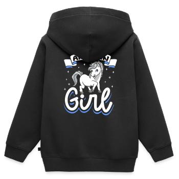Fille arabe - Sweat Premium à capuche zippé enfant bio - noir - Dos - AI Model Kid Male (0cm)