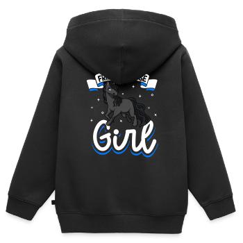Frisonne Fille - Sweat Premium à capuche zippé enfant bio - noir - Dos - AI Model Kid Male (0cm)