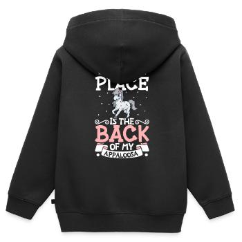 Mein Lieblingsplatz - Appaloosa - Kinder Premium Organic Zip Hoodie - Schwarz - Hinten - AI Model Kid Male (0cm)